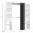 Kit dressing MERYL double colonne blanc avec rideau gris 120/180 x 50 x 180 CM
