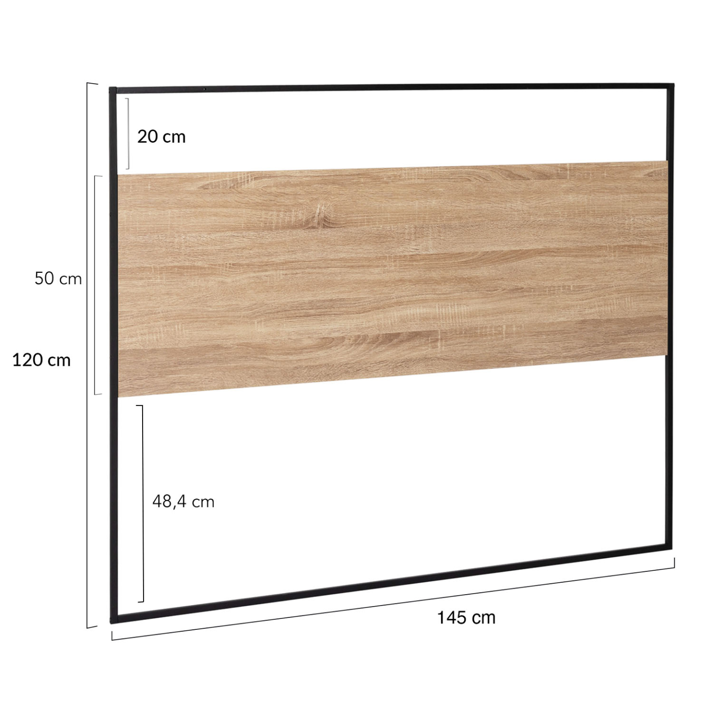 IDMarket Tête De Lit Detroit 145 Cm - Bois Et Métal Noir, Design Industriel Avec Fixations Murales
