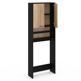 Meuble Dessus Machine à Laver Noir Et Hêtre - WALLIS | ID Market