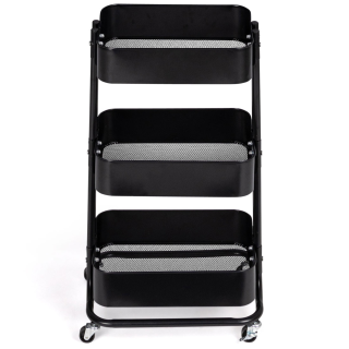 Chariot à Livres Roulant 3 Niveaux - Organiseur Rangement Avec Roulettes Pour Cuisine, Bureau, Salon - 69 X 33 X 22 Cm