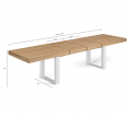 Table à manger extensible rectangle PHOENIX 10-12 personnes bois et blanc 200-300 cm