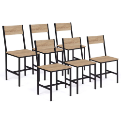 15697 - Sedie industriali in metallo e legno nero Lot de 6 chaises de cuisine DETROIT design industriel
