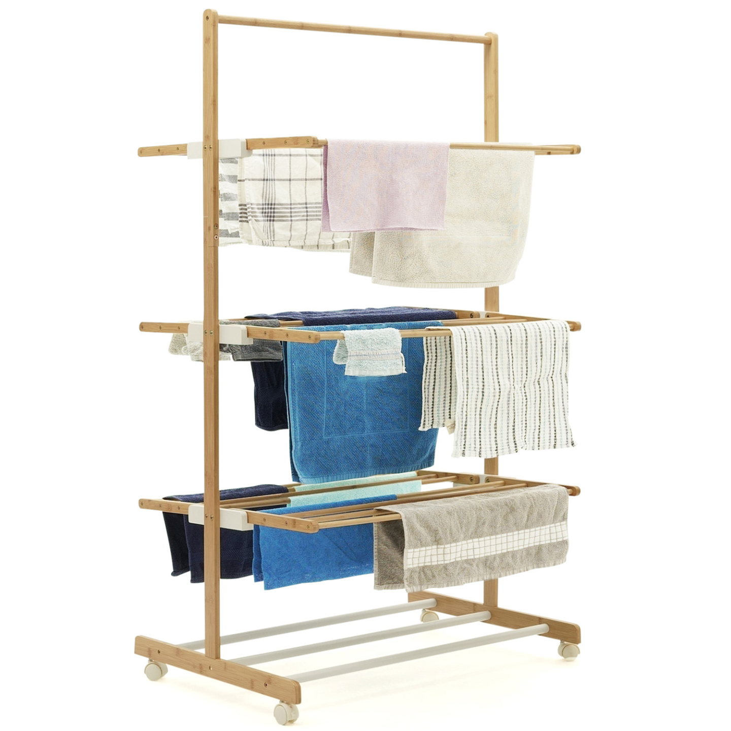 Séchoir à Pâtes Relaxdays En Bambou - 8 Bras, 30x39.5x30cm, Pour Spaghetti Et Pâtes Maison, Naturel