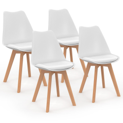 12697 - Set di 4 sedie scandinave bianche Lot de 4 chaises scandinaves SARA blanches pour salle à manger