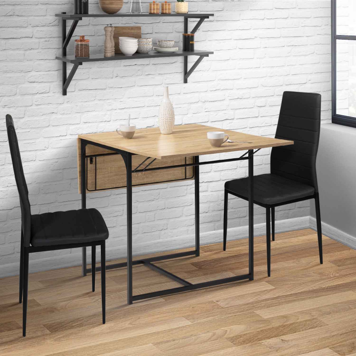 Table à manger extensible rectangle DETROIT 2 à 4 personnes design industriel 60-120 cm Table à manger extensible rectangle DETROIT 2 à 4 personnes design industriel 60-120 cm
