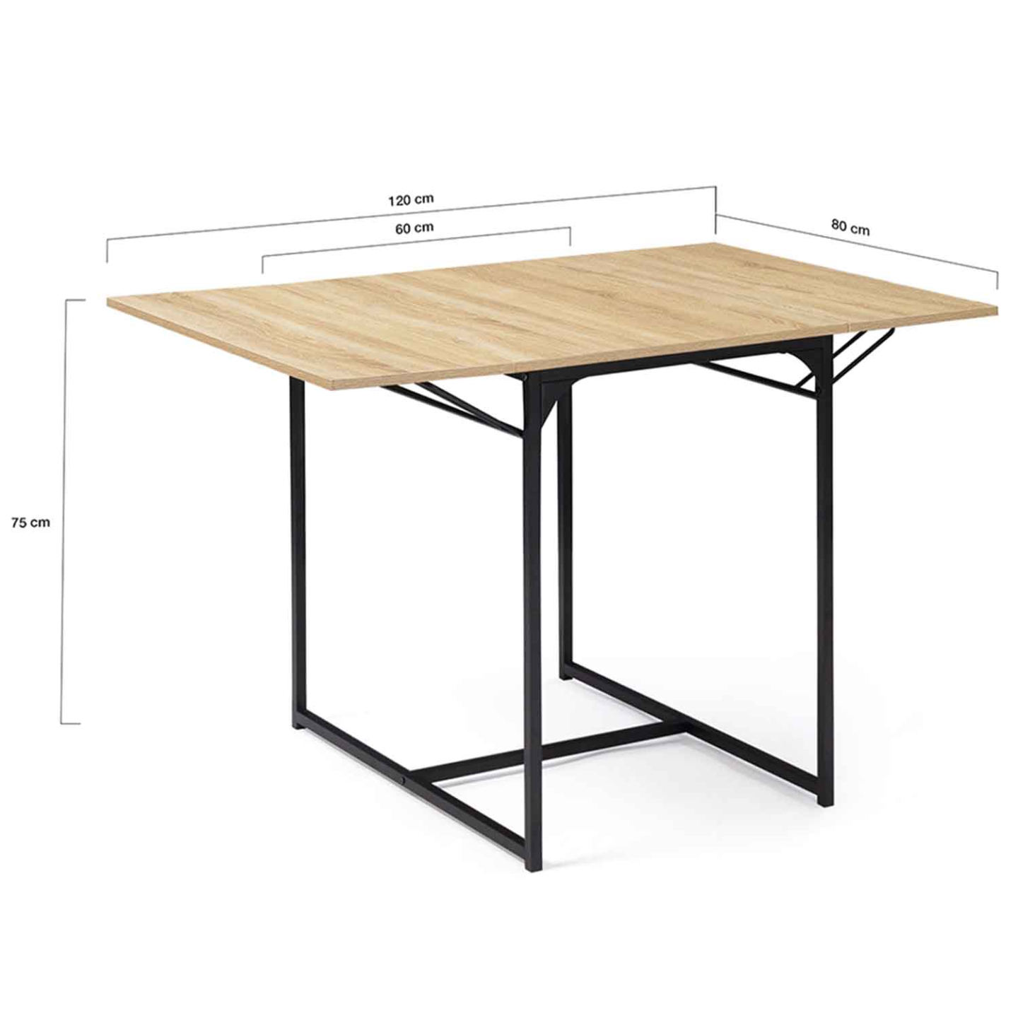 Table à Manger Extensible Detroit 80-160cm - Style Industriel - 4 à 8 Personnes - Bois Et Métal