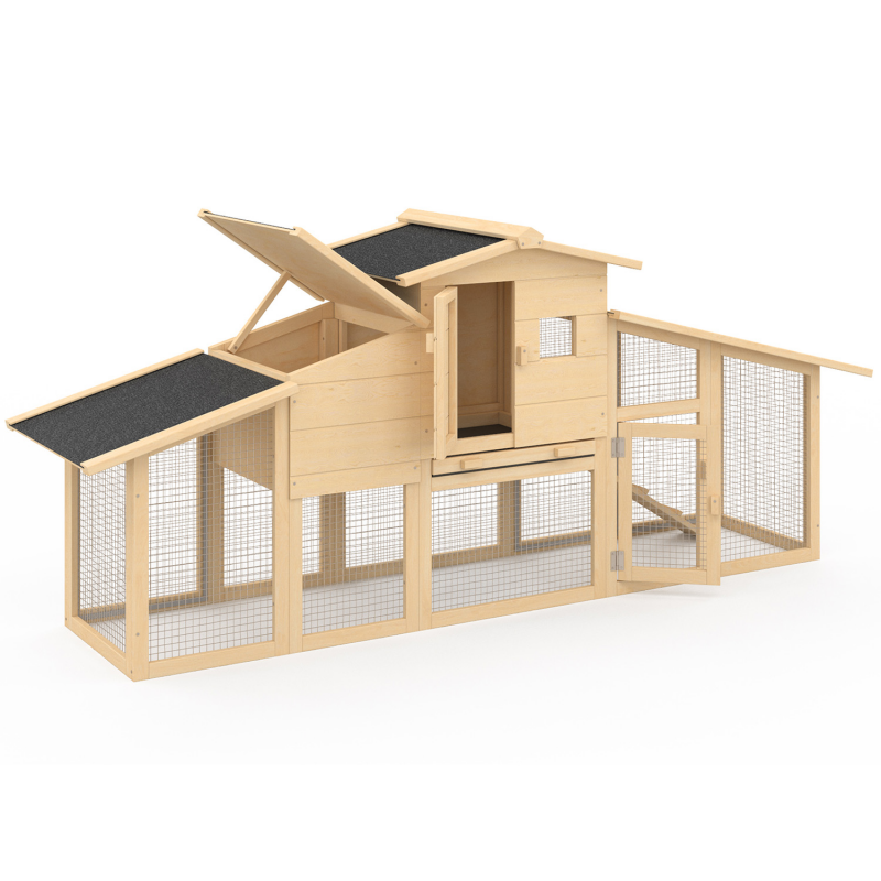 TactFire Poulailler Double Clapier à Lapin En Bois 156x52x68 Cm Avec Pondoir, Perchoir Et Toit Imperméable - Pour 2 Poules Ou Lapins