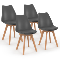 12699 - Set di 4 sedie scandinave grigie Lot de 4 chaises scandinaves SARA gris foncé pour salle à manger