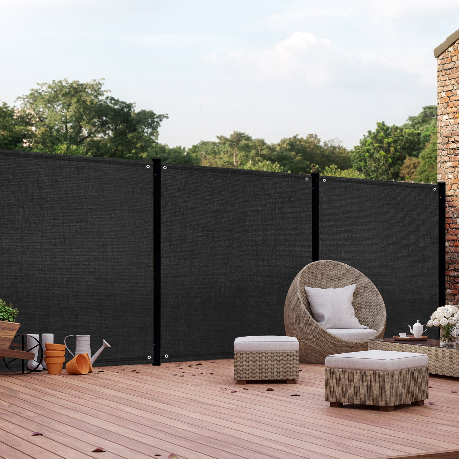 Brise vue noir 1,8 m x 10 m occultant et résistant 400 g/m²