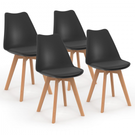 Lot de 4 chaises scandinaves SARA noires pour salle à manger