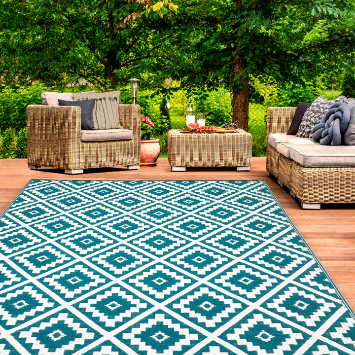 Tapis extérieur BAHAMAS bleu canard 270 x 470 CM Tapis extérieur BAHAMAS bleu canard 270 x 470 CM