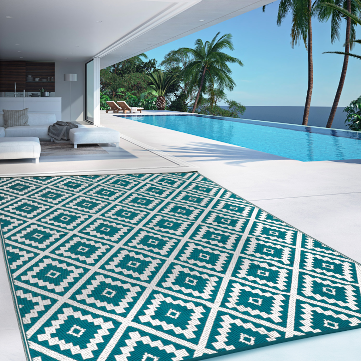 Tapis extérieur BAHAMAS bleu canard 270 x 470 CM Tapis extérieur BAHAMAS bleu canard 270 x 470 CM