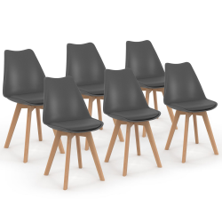 13712 - Sedie scandinave grigie con cuscino Lot de 6 chaises scandinaves SARA gris foncé pour salle à manger