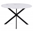 Table à manger ronde ALASKA 4-6 personnes effet marbre blanc et pied araignée métal