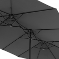 Parasol double FIGARI gris 450x260 cm avec housse et 4 dalles