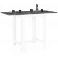 Table haute de bar extensible DONA 2 à 4 personnes blanche plateau gris 65-130 cm