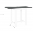 Table haute de bar extensible DONA 2 à 4 personnes blanche plateau gris 65-130 cm