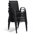 Salon de jardin POLY extensible table 90-180 CM et 8 chaises bois et noir