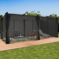Pergola IDMarket 3x6m Toit Rétractable + 6 Rideaux Gris Anthracite - Édition Limitée