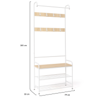 Vestiaire D'Entrée PEDRO 79 Cm - Style Industriel Bois Et Métal Noir