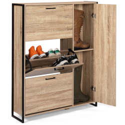 15913 - Mueble zapatero industrial con 4 puertas Meuble à chaussures LUIS 4 portes dont 1 placard design industriel