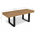 Table à manger extensible rectangle OREGON avec rangement 6-10 personnes façon chêne et noir 160-200 cm