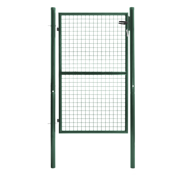Portillon de jardin 105 x 150 cm en acier vert avec serrure et poignée Portillon de jardin 105 x 150 cm en acier vert avec serrure et poignée