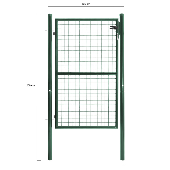 Portillon de jardin 105 x 150 cm en acier vert avec serrure et poignée Portillon de jardin 105 x 150 cm en acier vert avec serrure et poignée