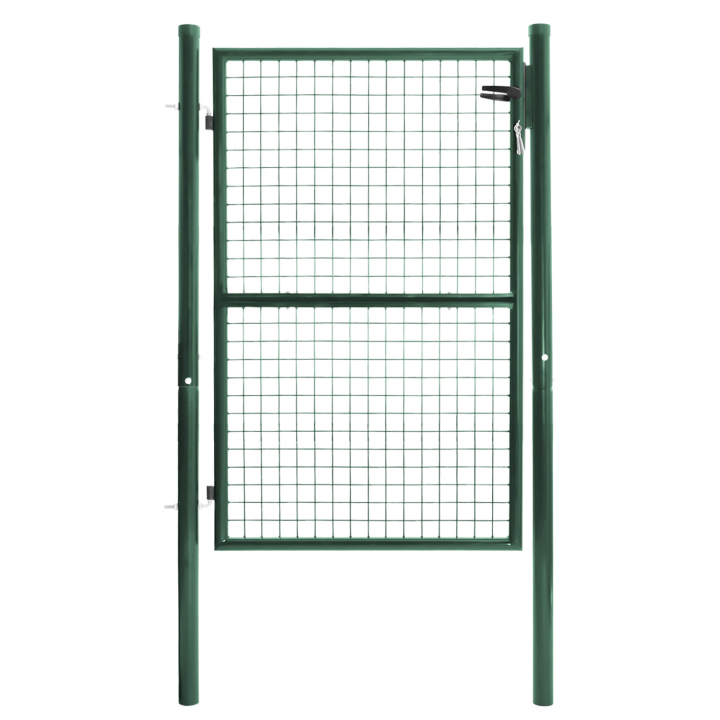 Portillon de jardin 105 x 125 cm en acier vert avec serrure et poignée Portillon de jardin 105 x 125 cm en acier vert avec serrure et poignée