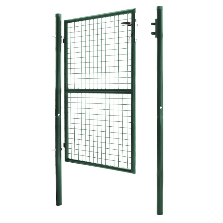 Portillon de jardin 105 x 125 cm en acier vert avec serrure et poignée Portillon de jardin 105 x 125 cm en acier vert avec serrure et poignée