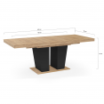Table à manger extensible rectangle ELIAD 6-10 personnes bois et noir 160-200 cm