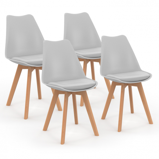 Lot de 4 chaises scandinaves SARA gris clair pour salle à manger