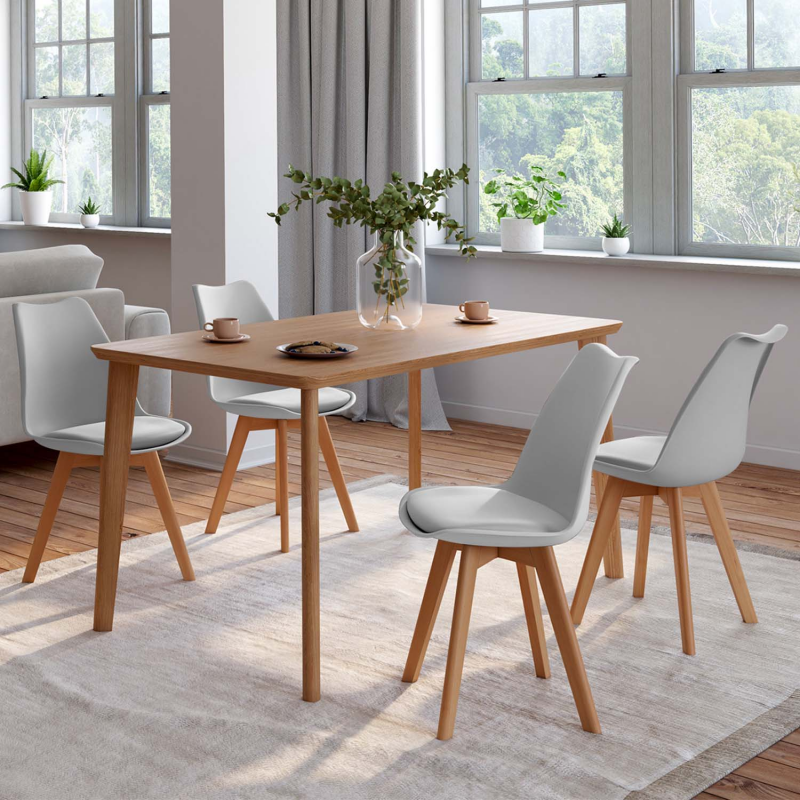 Lot de 4 chaises scandinaves SARA gris clair pour salle &agrave; manger