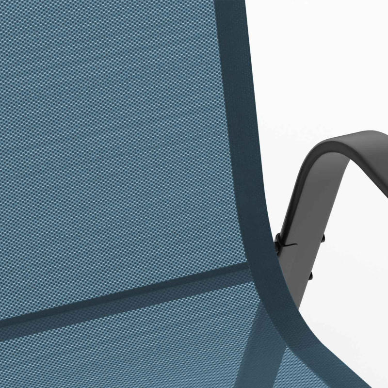 IDMarket - Salon Jardin Madrid : Table 190cm + 8 Chaises Empilables Bleu Canard