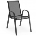 Salon de jardin MADRID table 190 cm et 8 chaises empilables mix color bleu, gris et noir