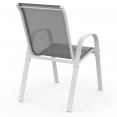 Lot de 6 chaises de jardin LYMA métal et textilène empilables blanc et gris