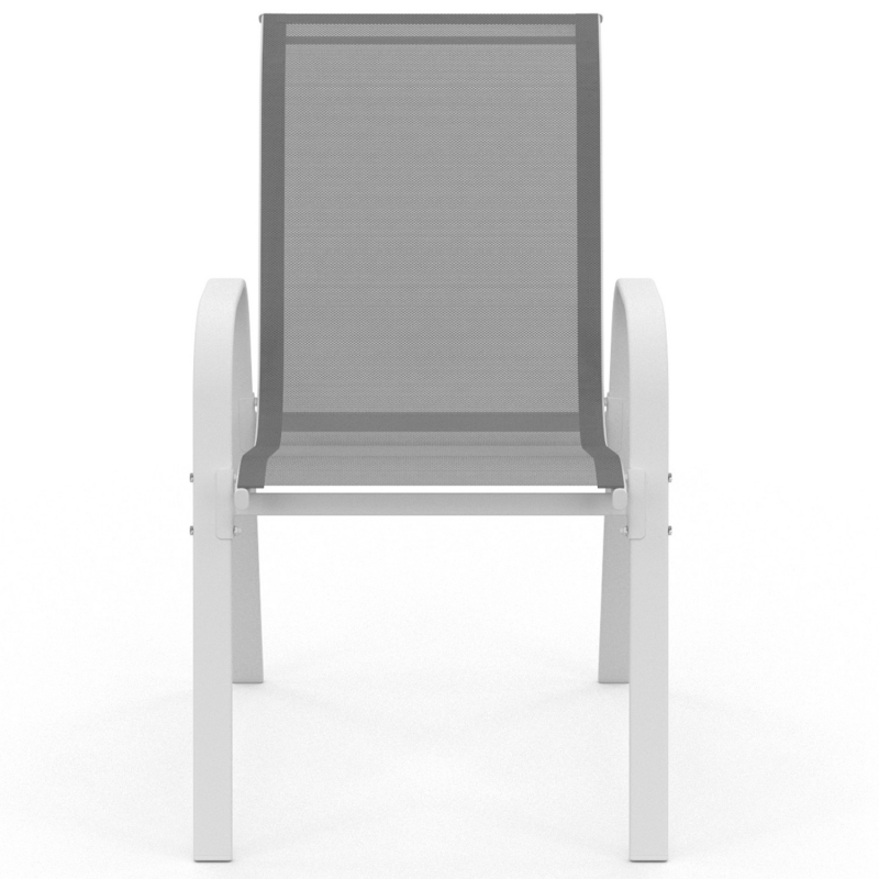 Lot De 6 Chaises Jardin LYMA IDMarket - Empilables - Métal Et Textilène - Gris, Noir, Bleu