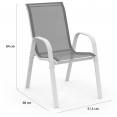 Lot de 4 chaises de jardin LYMA métal et textilène empilables blanc et gris