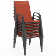 Lot de 6 chaises de jardin LYMA métal et textilène empilables terracotta