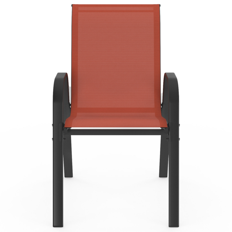 Lot De 2 Chaises De Jardin Empilables En Métal Et Corde - Terracotta