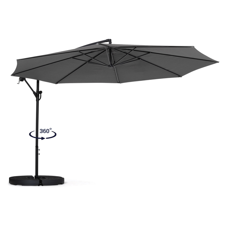 Parasol Déporté 3m HOMSHADE - Rotation 360°, Inclinaison Réglable, Toile Anti-UV UPF50+, Ultra Stable Pour Terrasse Et Piscine