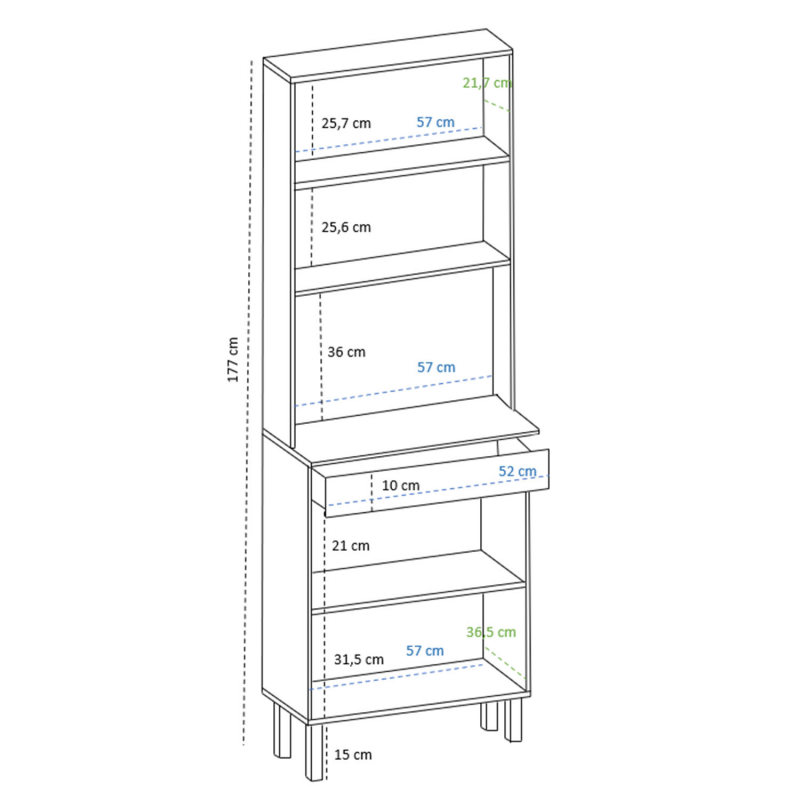Buffet Cuisine Vaisselier Blanc Et Bois Façon Hêtre 120 Cm - CINA | ID