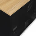 Buffet bas 140 cm ESTER 4 portes métal noir et plateau bois design industriel