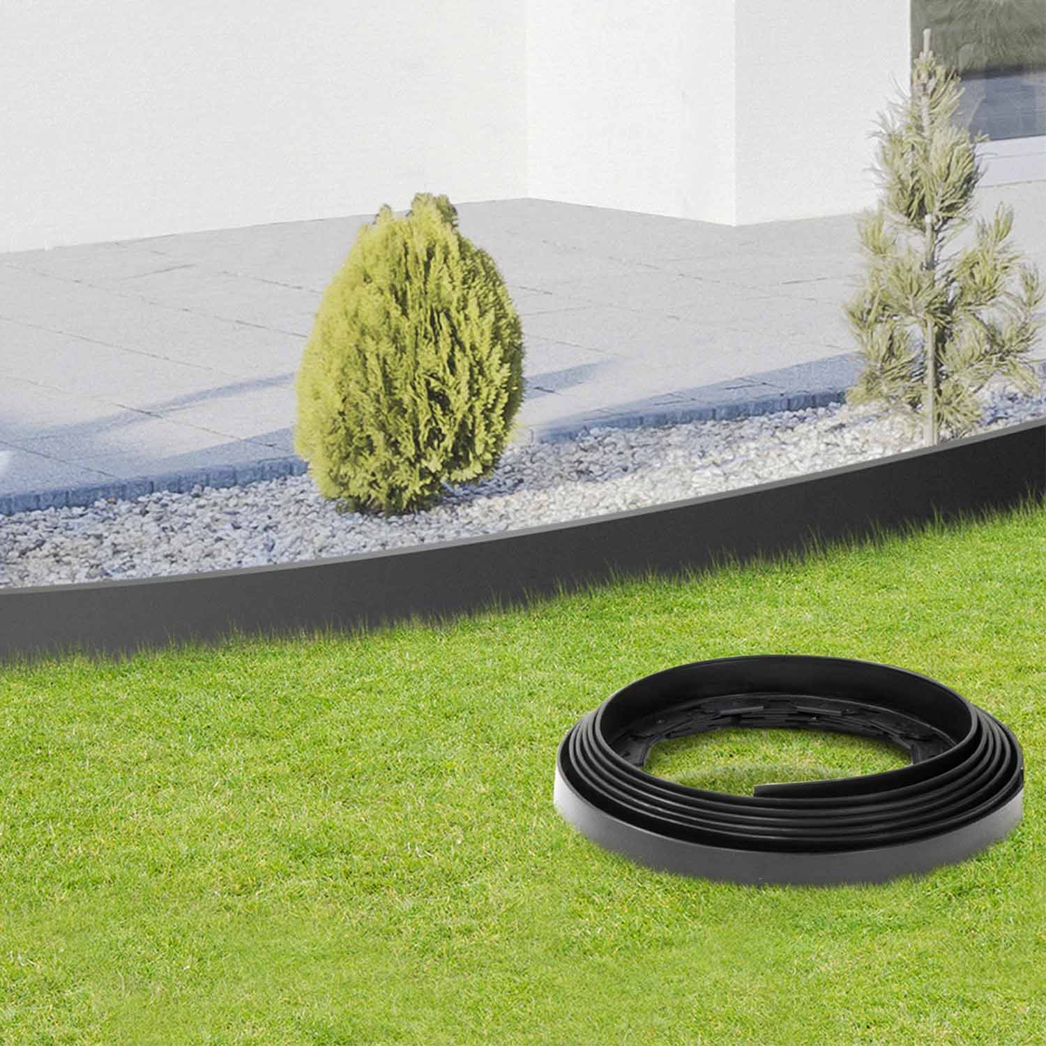 Bordures de jardin flexibles gris anthracite 8mx12cm