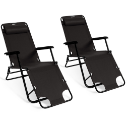 15847 - Lettini reclinabili neri Lot de 2 chaises longues inclinables ZEN noires