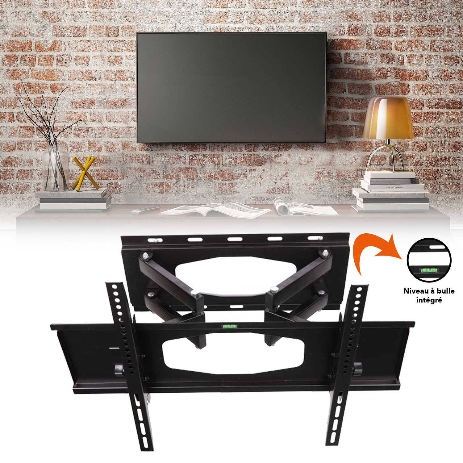 Support TV mural capacité 100 kg pour écran de 81 à 177 cm Produit...