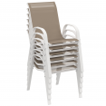 Salon de jardin MADRID table 190 cm et 8 chaises empilables blanc et beige