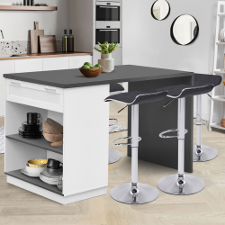 15200 - Isola in piedi bianca e grigia 130 cm Ilot central mange debout 4 personnes VITO 130 cm gris et blanc