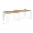 Table console extensible ORLANDO 10 personnes 235 cm bois blanc et façon hêtre