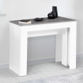 Table console extensible ORLANDO 10 personnes 235 cm bois blanc et effet béton